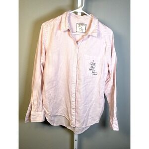Arizona Women's Shirt Medium Boyfriend Fit Long Sleeve Button Up Cowgirl Pink